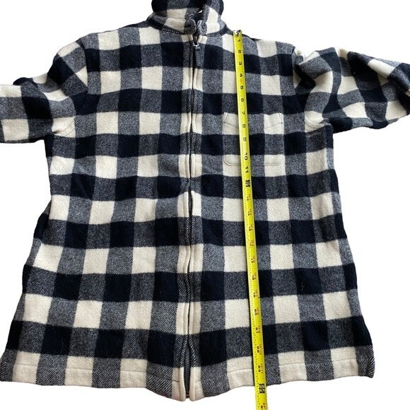 Ralph Lauren Womens L Buffalo Plaid Shacket Black and Ivory Full Zip 100%‎ Wool - Picture 7 of 7